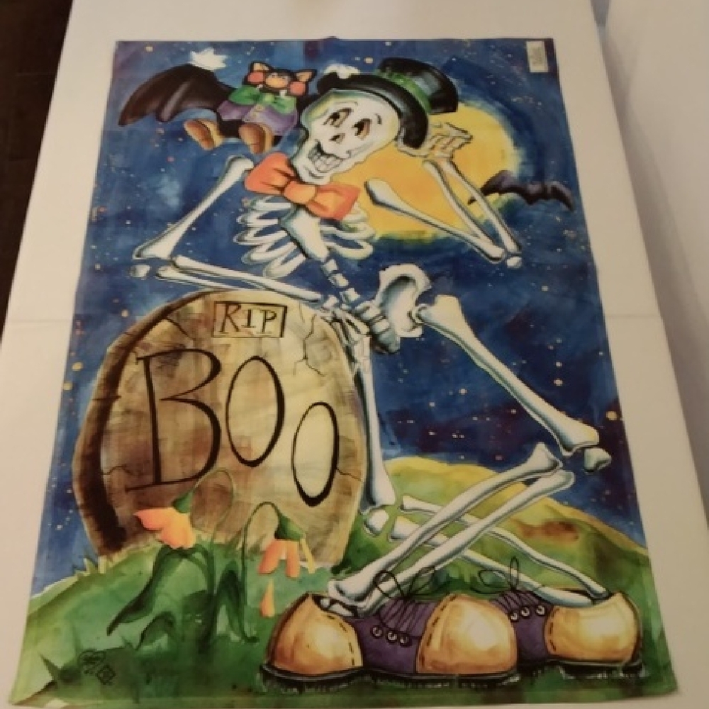 Colorful Halloween Skeleton Flag